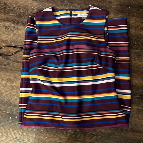 Calvin Klein stripped multi-color below knee sleeveless pencil dress size 6. - Picture 7 of 7